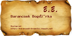 Barancsek Bogárka névjegykártya